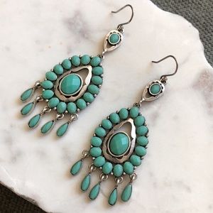 Lucky Brand Faux Turquoise Chandelier Earrings
